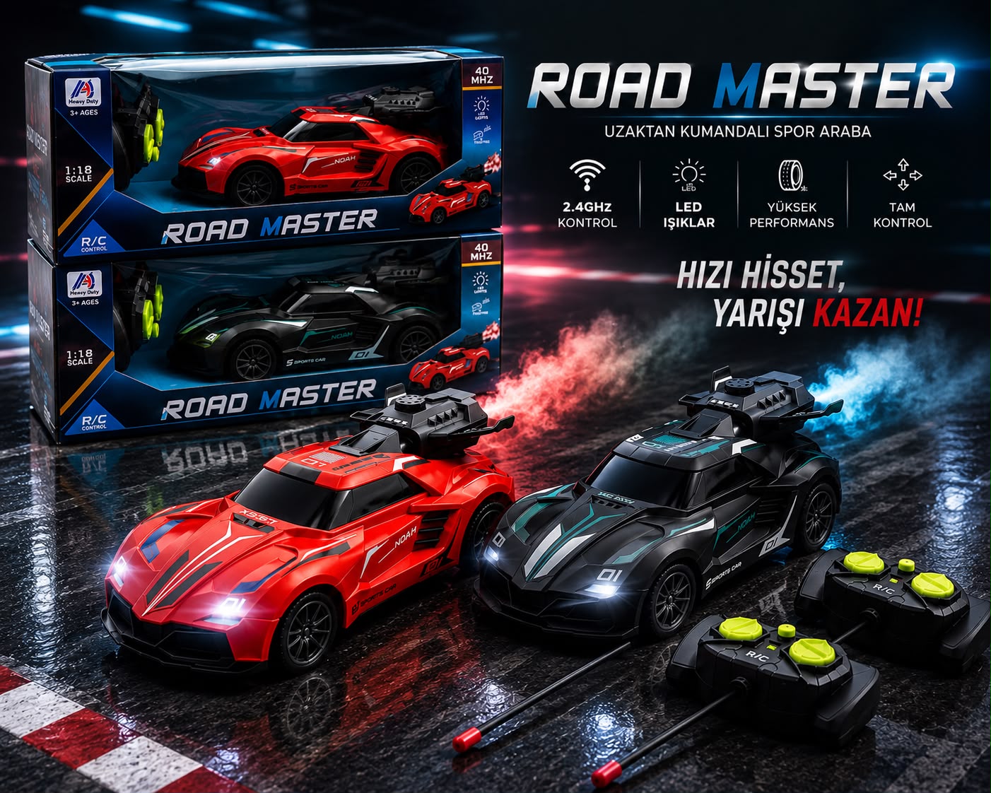 Road Master™ Uzaktan Kumandalı Yarış Arabası (Duman Efektli) - Özel Siyah Seri