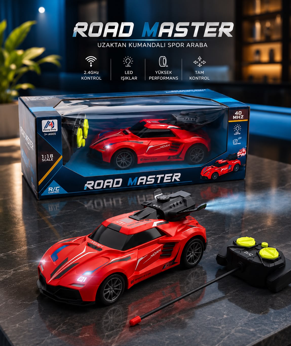 Road Master™ Uzaktan Kumandalı Yarış Arabası (Duman Efektli) - Özel Siyah Seri